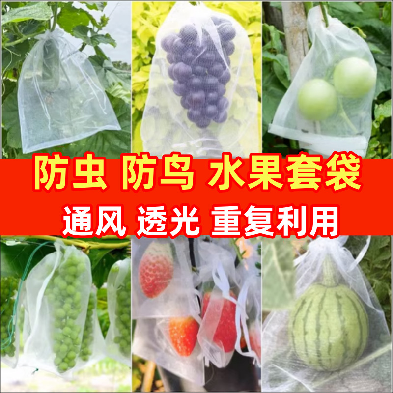 Fruit Bagging Wholesale Orchard Drawstring Grape Bagging Special Dragon Fruit Peach Fig Anti-Bird and Insect-Proof Mesh Bag