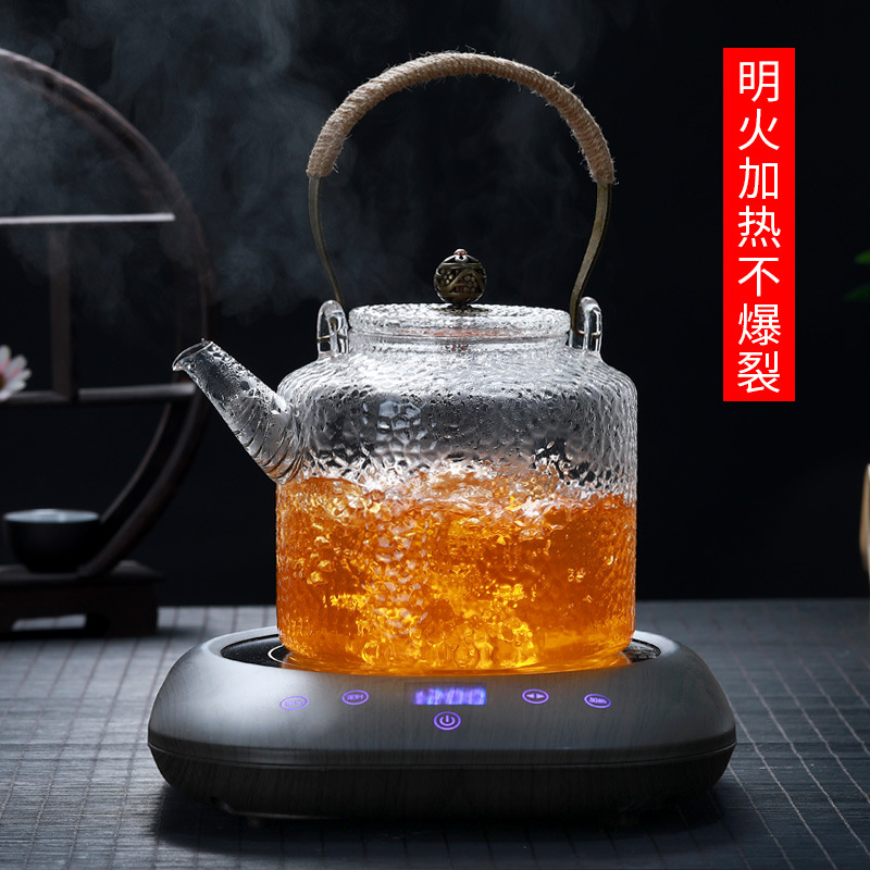 High Temperature Resistant Hammered Glass Handle Water Kettle Electric Ceramic Stove Teapot Water Kettle Steamed Tea Teapot Kung Fu Tea Set No