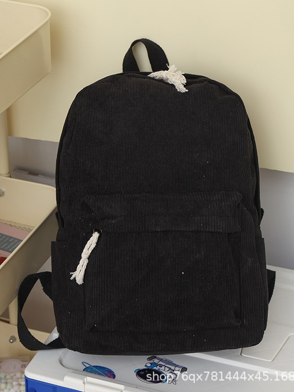 School Bag Female Korean Version Harajuku High School Student Personalized Corduroy College Style Backpack Female Backpack Corduroy Backpack