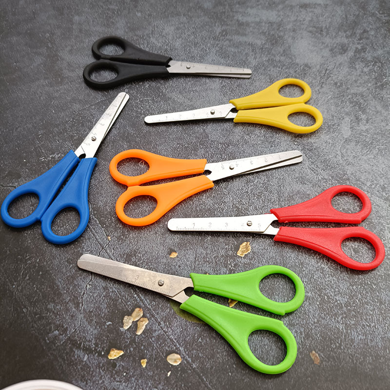 Student Handmade Scissors with Scale Stainless Steel Paper-Cutting Small Scissors Office Scissors Art Scissors Ruler Thread Cutting Bag