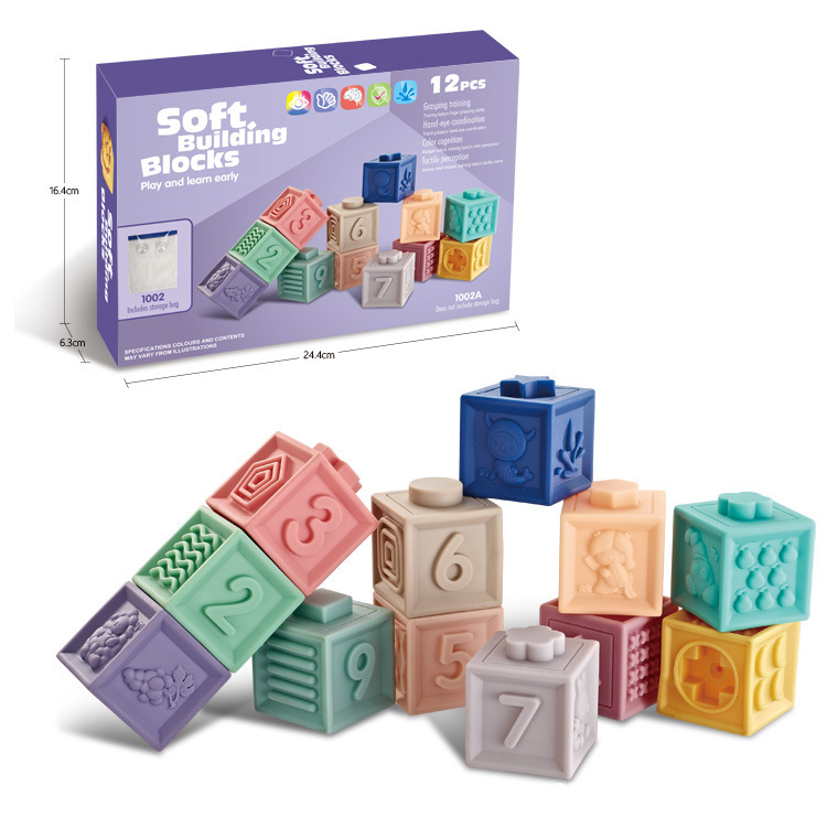 Cross-border Baby Cartoon Hand Grab Ball Bite 0-1 Year Old Baby Bath Toy Early Education Digital Block Vinyl Animal