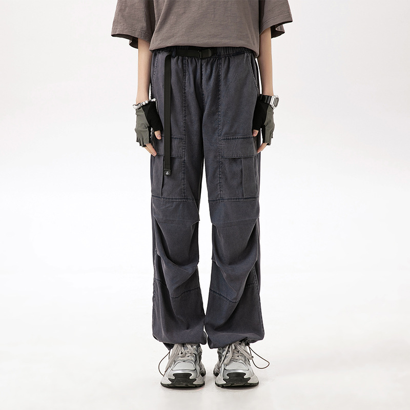 Denim Men's Wide-Leg Pants 2024 Dad's New Style Elderly Men's Shorts Middle-Aged High Street Loose American Cargo Pants