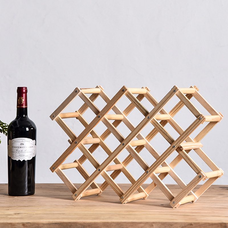 Red Wine Rack Ornaments Wine Rack Solid Wood Household Small Modern Simple Red Wine Cabinet Display Rack Red Wine Plaid