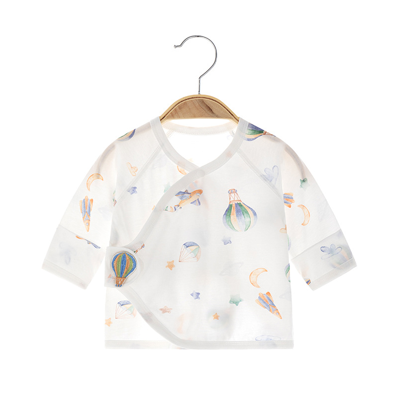 Newborn Baby Half-back Summer Boneless Pure Cotton Ultra-thin Newborn Pajamas Full Moon Monk Clothes Baby Top Air Conditioning