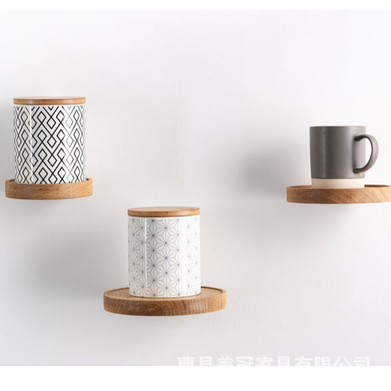 Cross-border Wall Rack Living Room Wall Partition Wooden Round Wall Rack Wall Bookshelf TV Wall Decoration