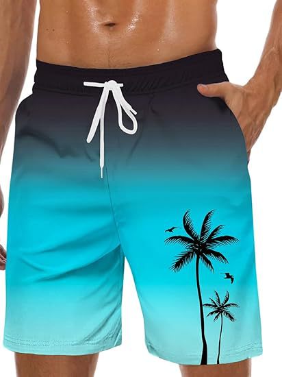 2025 Foreign Trade New Men's Swimming Trunks Hawaii Bath Mesh Suit Swimsuit Beach Shorts with Pocket