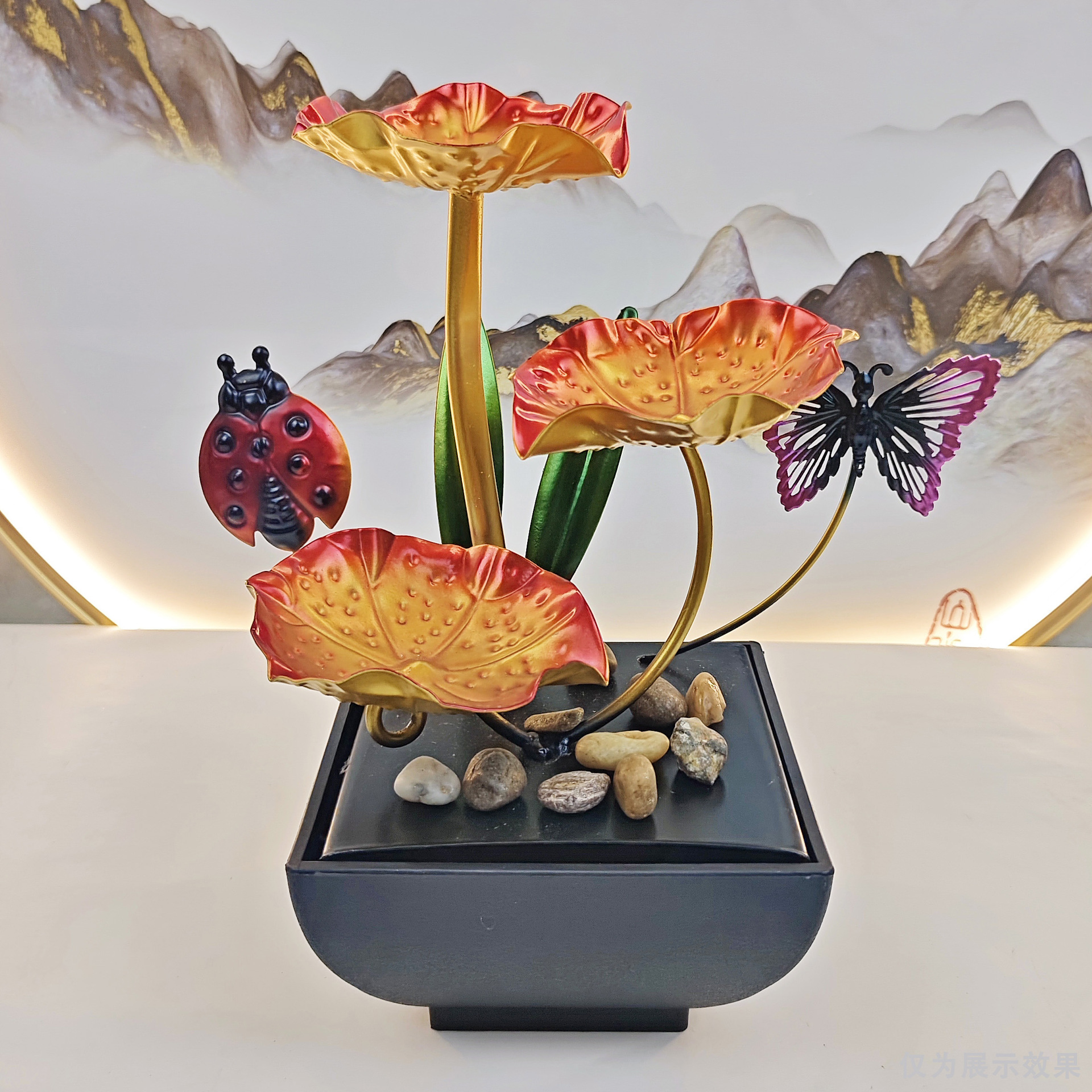 Factory Direct Supply of Light Luxury Home Accessories Wrought Iron Flowing Water Ornaments Humidifier Desktop Ornaments Office Wholesale Delivery