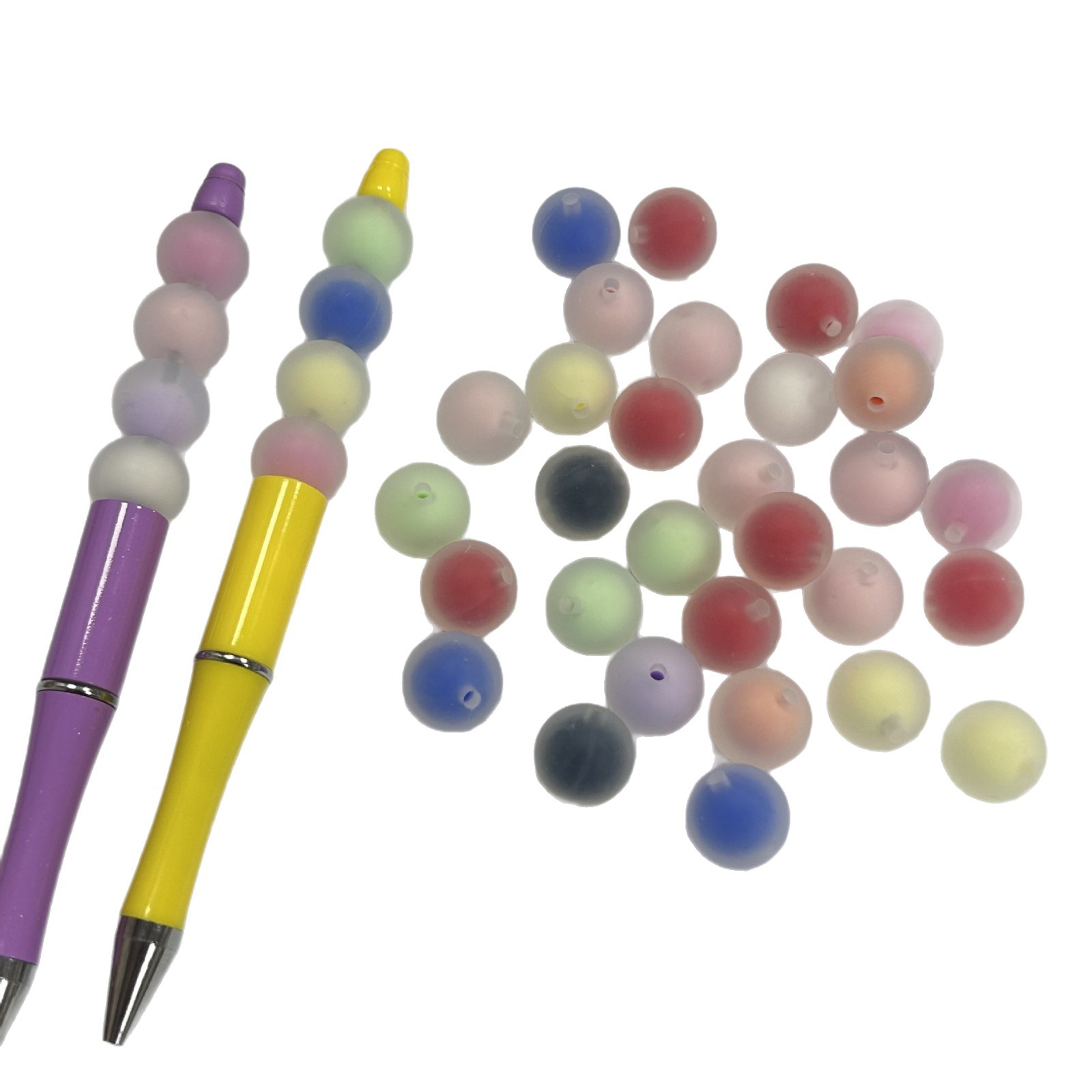 New Stereo Silicone Beads Two-Color Transparent 15mm Round Beads Jewelry Accessories DIY Hand Beads Silicone Loose Beads