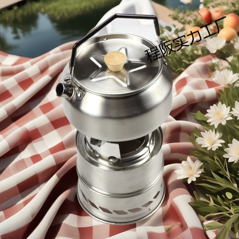 Household Outdoor Kettle 304 Stainless Steel Camping Portable Soup Pan Frying Pan Travel Boiling Kettle Coffee Pot Teapot