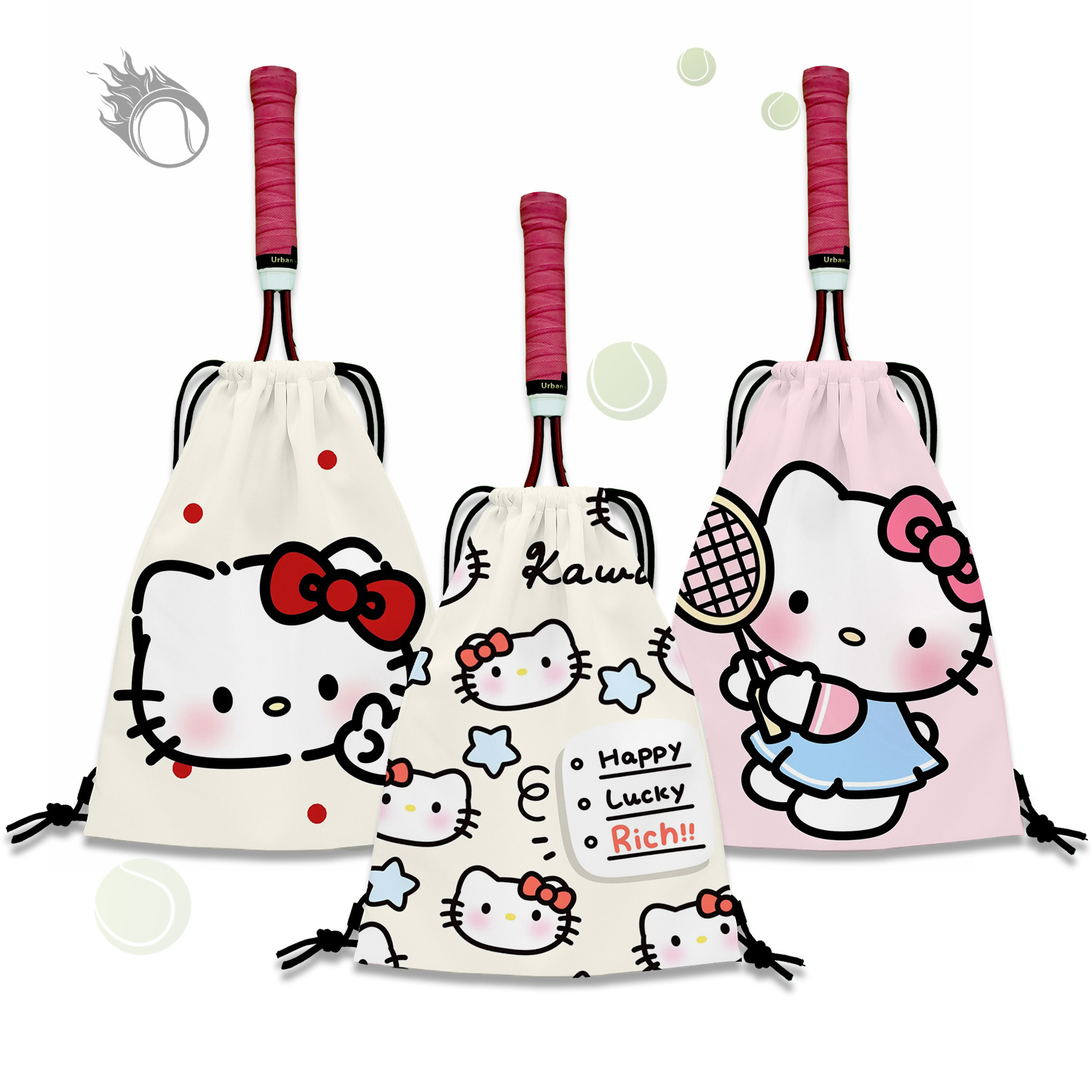 Сумка для тенниса Hellokitty, большая емкость, портативный рюкзак, мешок для ракеток