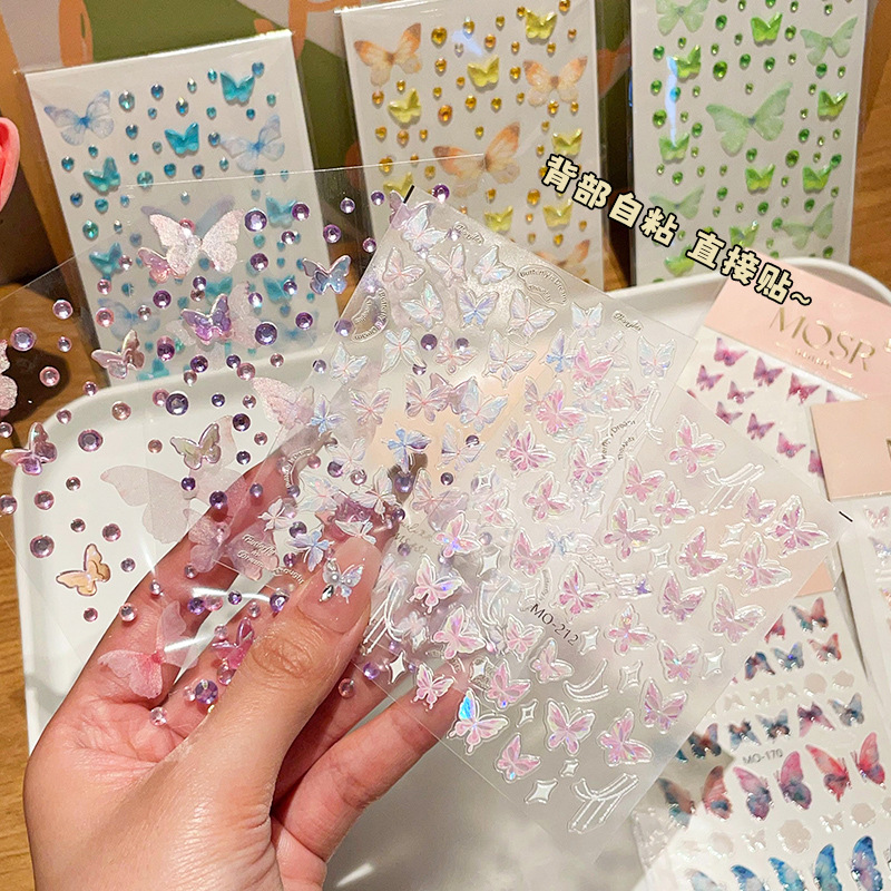 Children's Face Makeup Decoration Self-Adhesive Butterfly Stickers Stage Paper Stickers Butterfly Paper Diamond Concert Makeup Decoration Stickers