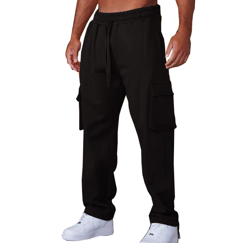 Cross-Border Men's Fleece-Lined Thickened Casual Pants Amazon 2025 New European and American Large Size Fashionable Drawstring Thickened Long Pants