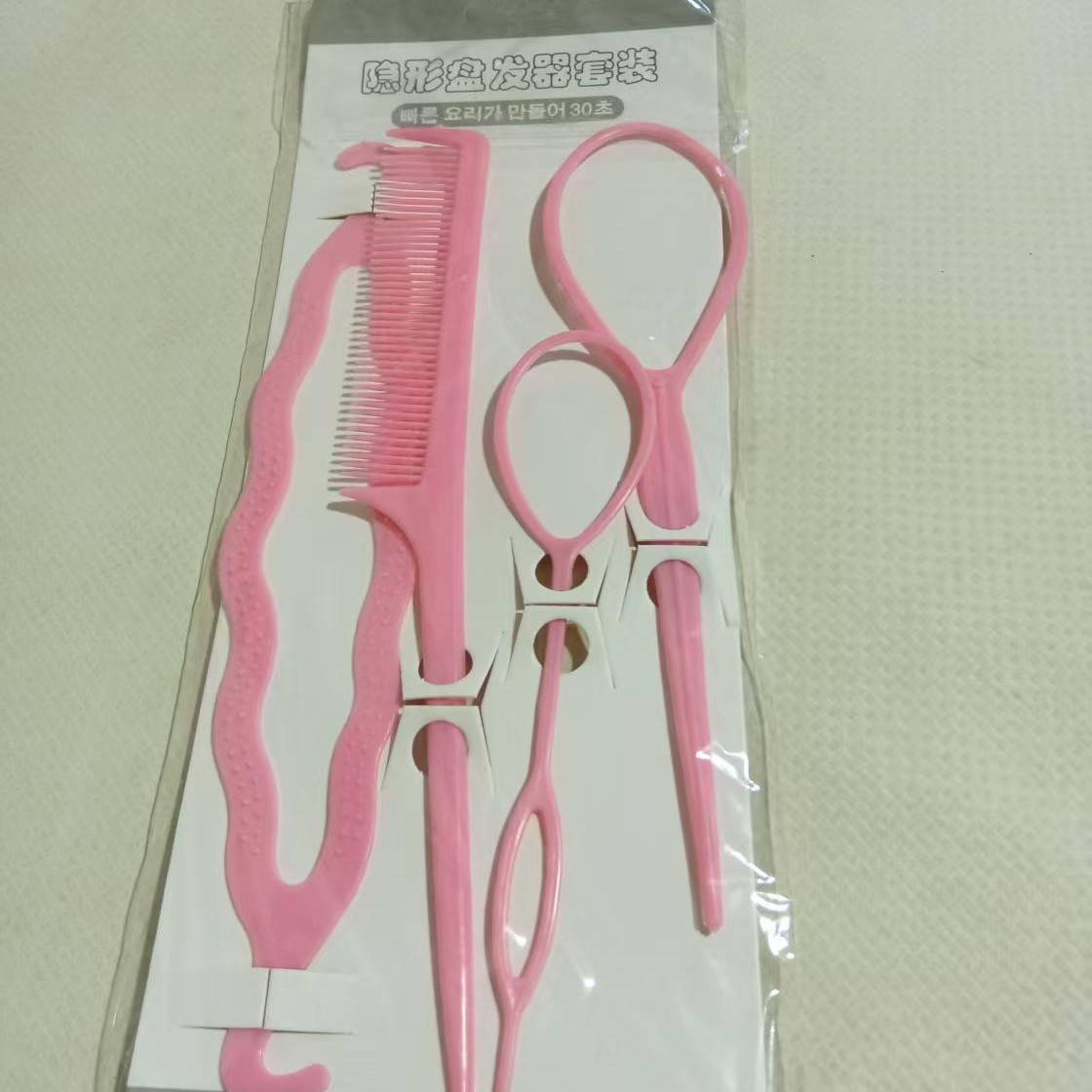 Simple pattern hair pull needle hair curler four-piece hair products hair styling artifact hair knitting tools wholesale