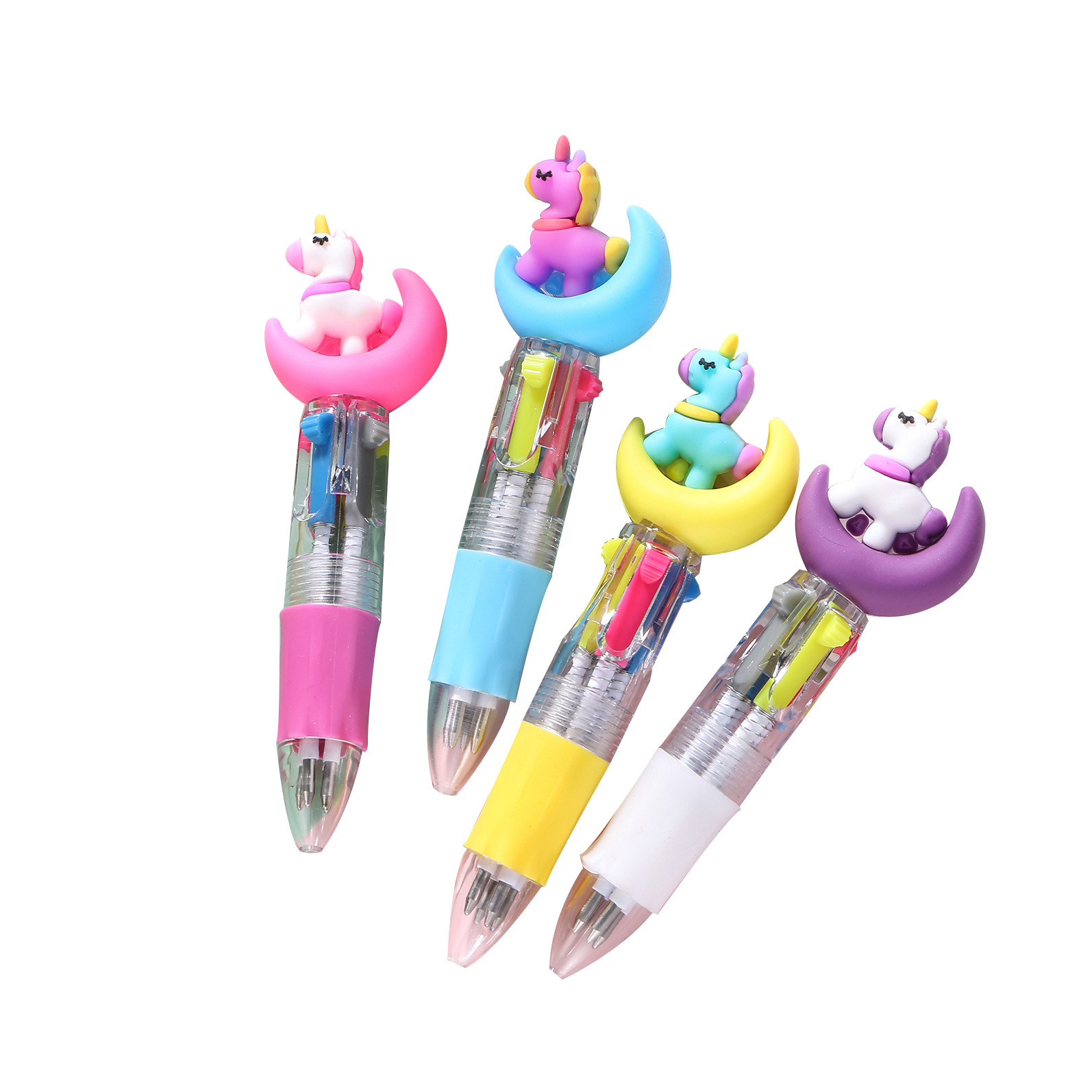 Mini four-color ballpoint pen Korean cute ins cartoon cute head color pen student prize gift