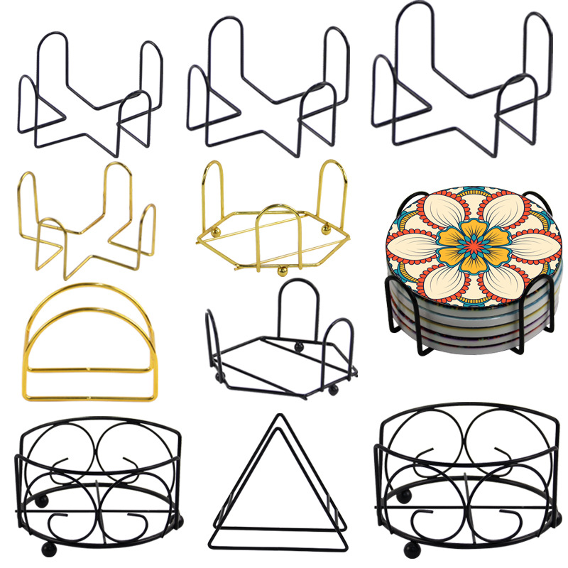 Manufacturer Supplies Coaster Storage Rack 6-Piece Set Ceramic 8 Iron Rack Supports Amazon Cross-Border Iron Rack Base Bracket