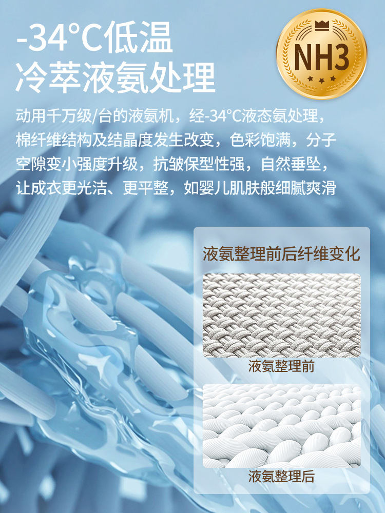 200 Liquid Ammonia Long-staple Cotton Short-sleeved T-shirt Men's Summer Thin Ice Silk Cool High-end Round Neck High-end Half-sleeved