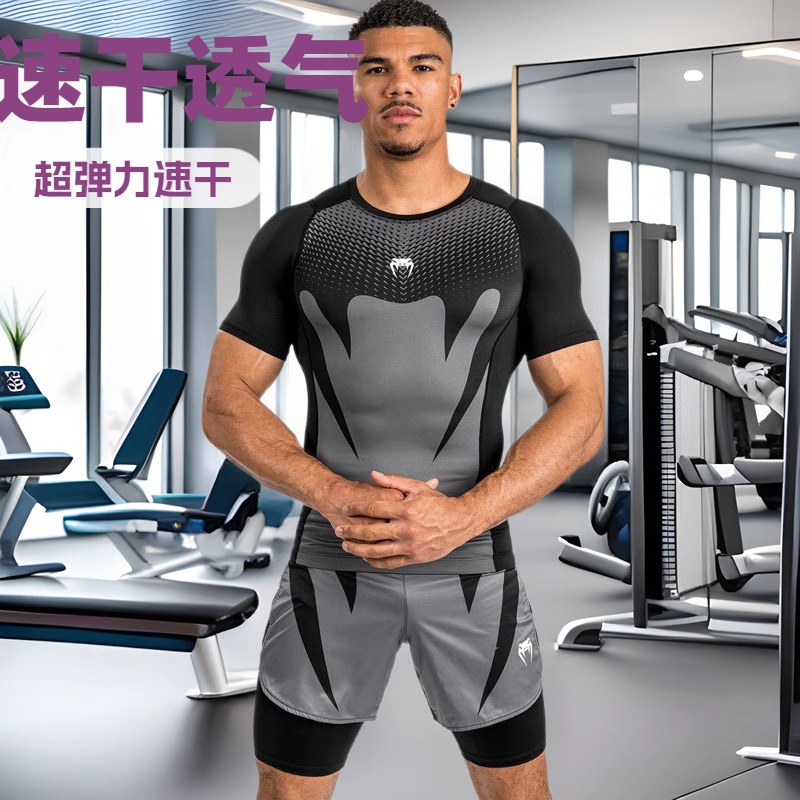 Мужская и женская спортивная футболка Venom для бега, супер эластичная, быстросохнущая, повседневная одежда