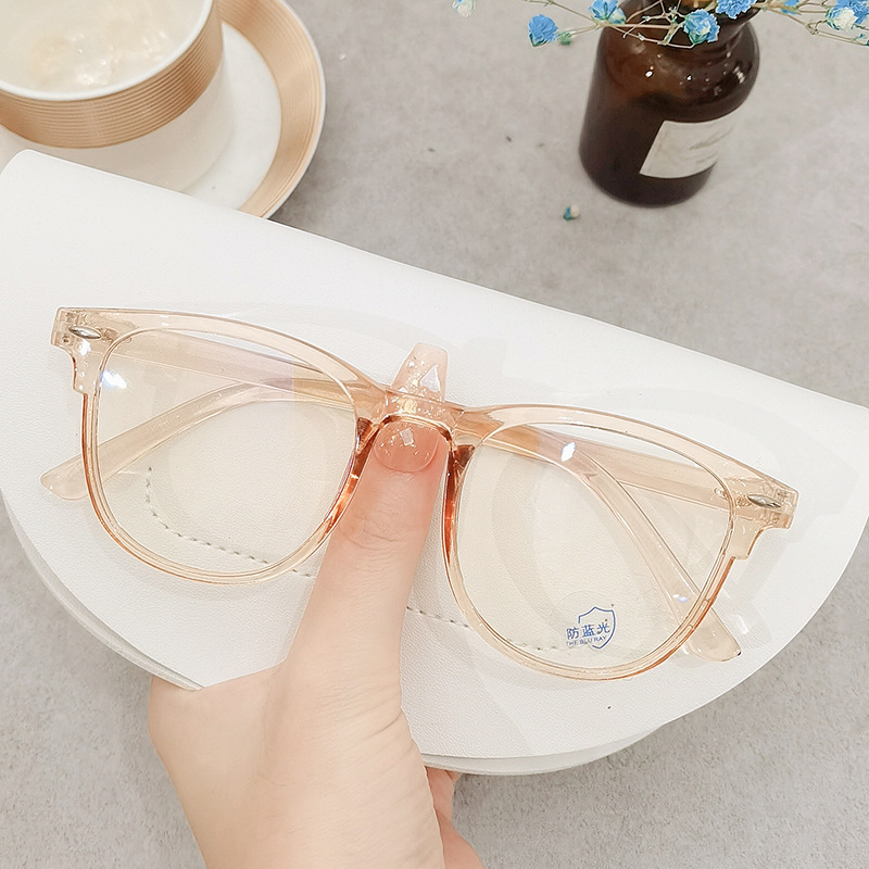 2024 New Internet Celebrity Same Style Myopia Glasses Retro Rice Nail Anti-Blue Light Flat Glasses Transparent Color Elegant Glasses Frame