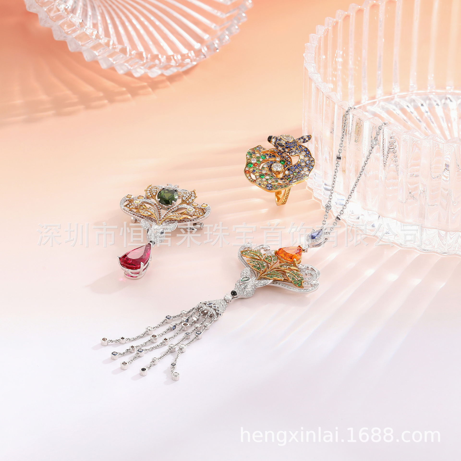 Роскошная брошь из 18K золота с инкрустированным бриллиантом и турмалином, производство и дизайн высококачественной броши из золота, серебра и меди