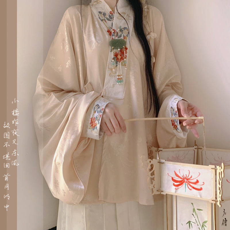 Ye Yumming's Original Han Dynasty Ming Dynasty Women's Chinese Style Cross-Collar Short Shirt Horse Face Skirt Spring Style Thin Style