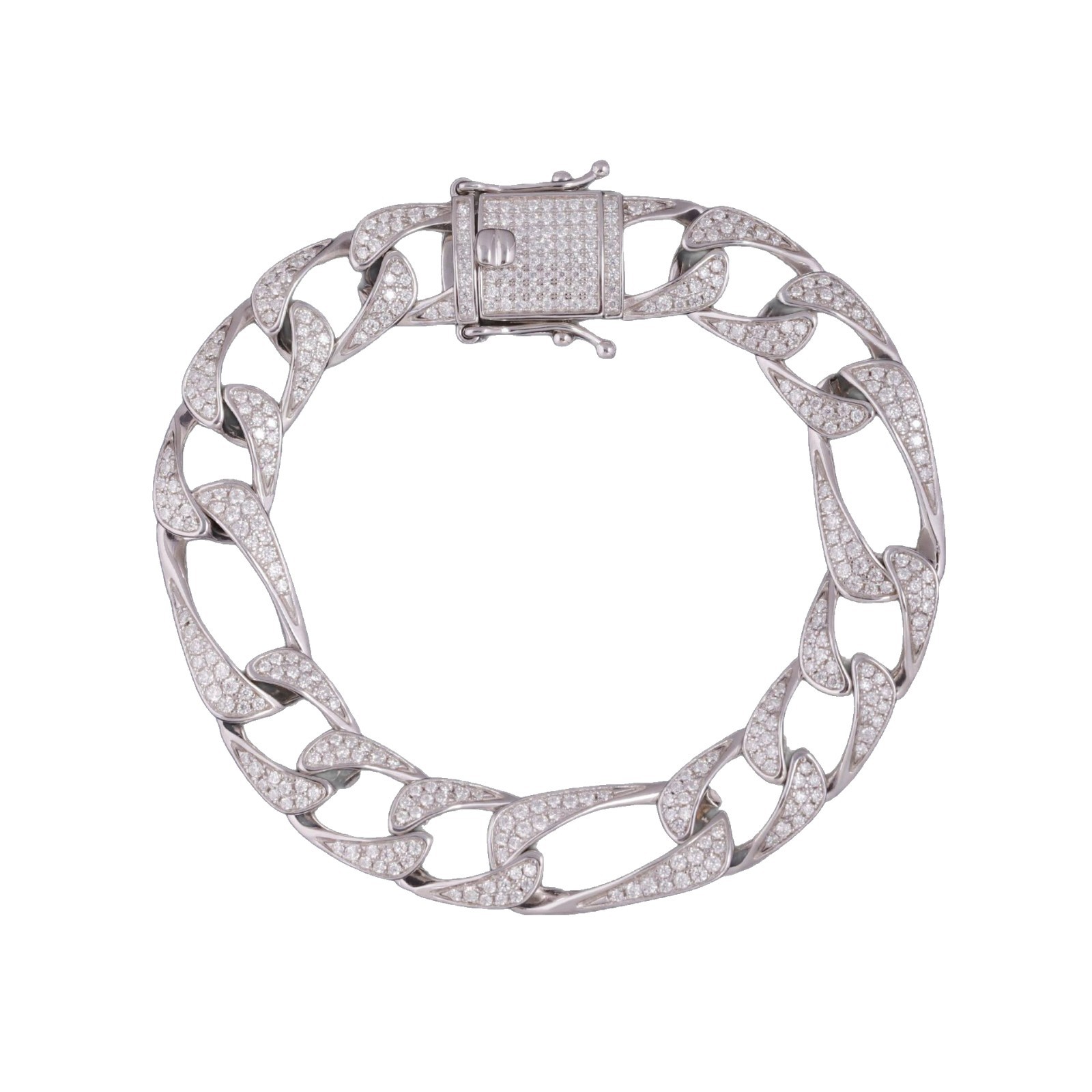 Fashion Hip-Hop Style S925 Silver Inlaid D Color Moissanite Cuban Chain Bracelet Cross-Border New Trendy Men's Bracelet