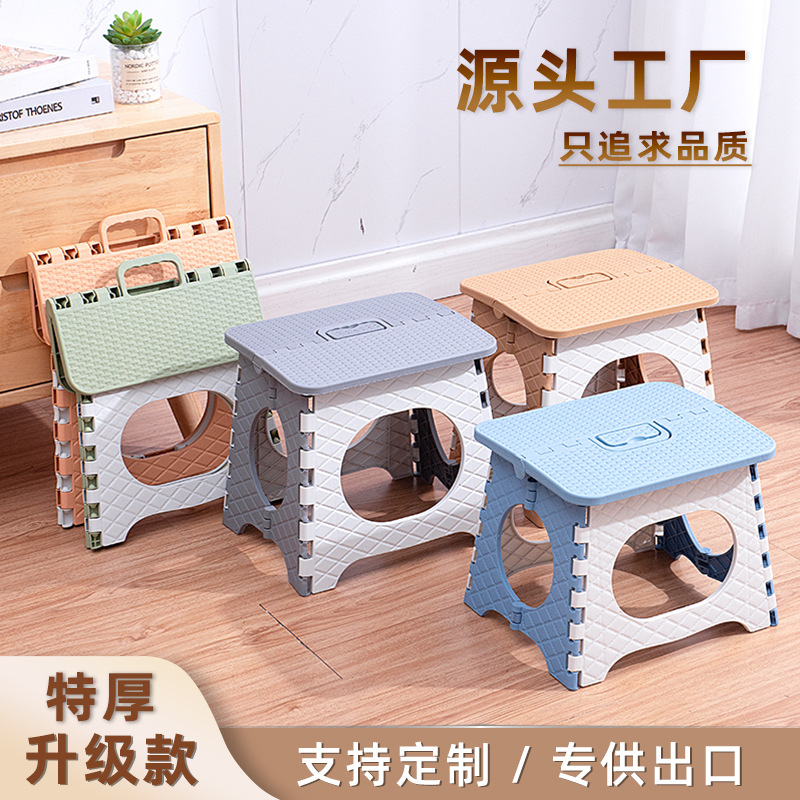 Складной стул для дома, портативный пластиковый утолщенный стул, малый низкий стул для поездок, кемпинга, детская скамейка