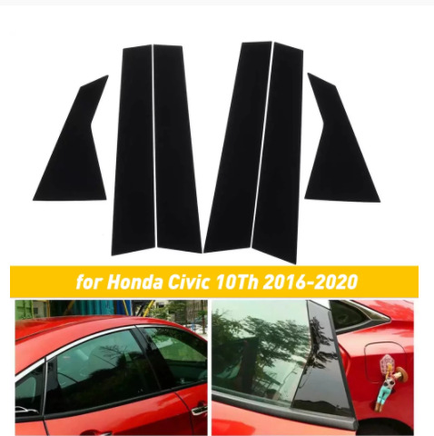 Подходит для Honda Honda 06-11 Civic 10th 2016-2020 восьмое поколение Civic отделка окон наклейки на центральную стойку