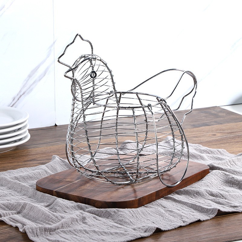 Household egg container hollow basket iron simple storage basket household kitchen living room egg cage storage rack