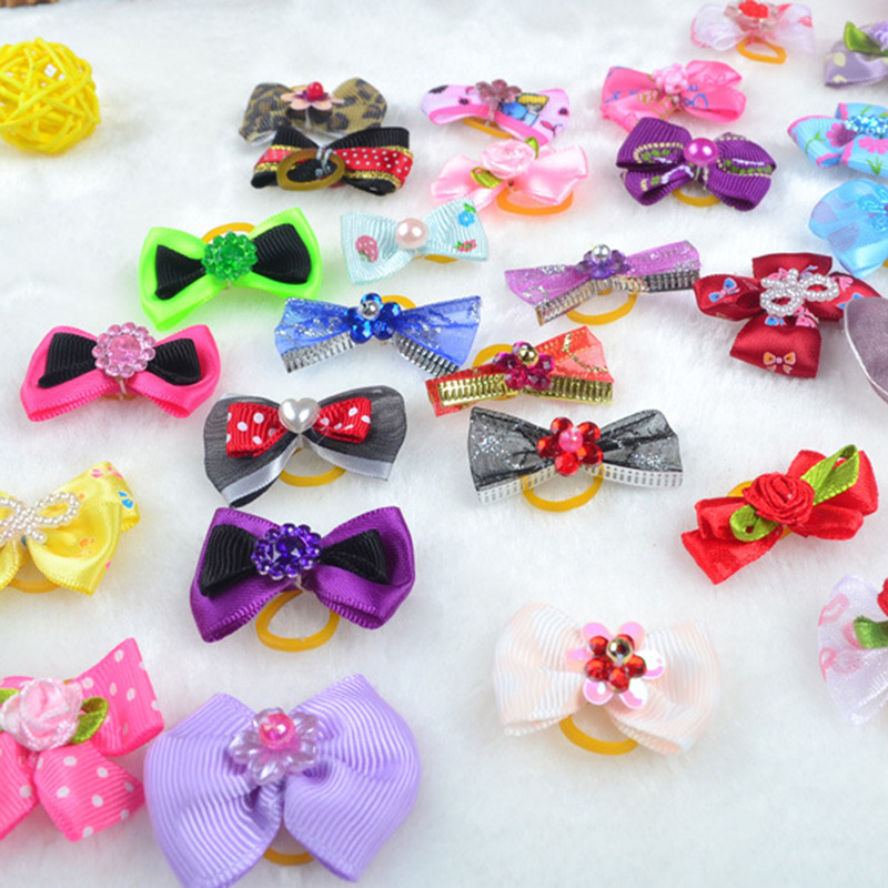 Z pet decorations Amazon explosions bow jewelry dog headdress teddy rubber band dog rubber band wholesale