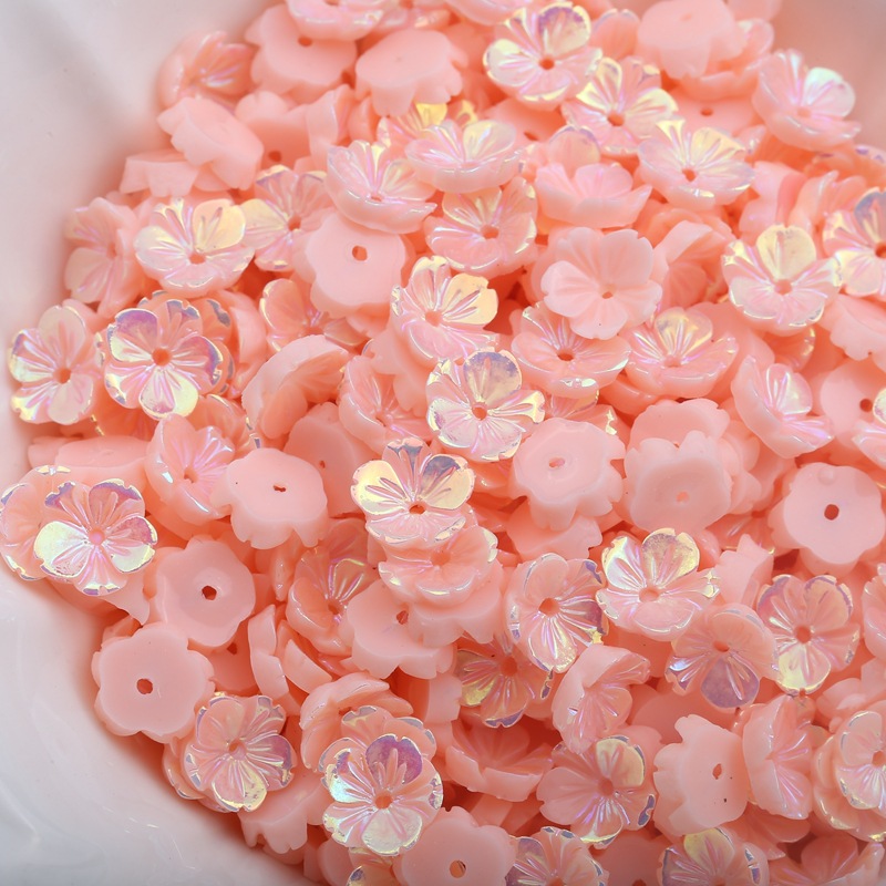 About 9mm resin imitation shell AB color five small flower plum blossom bowl flower diy jewelry accessories nail nail material