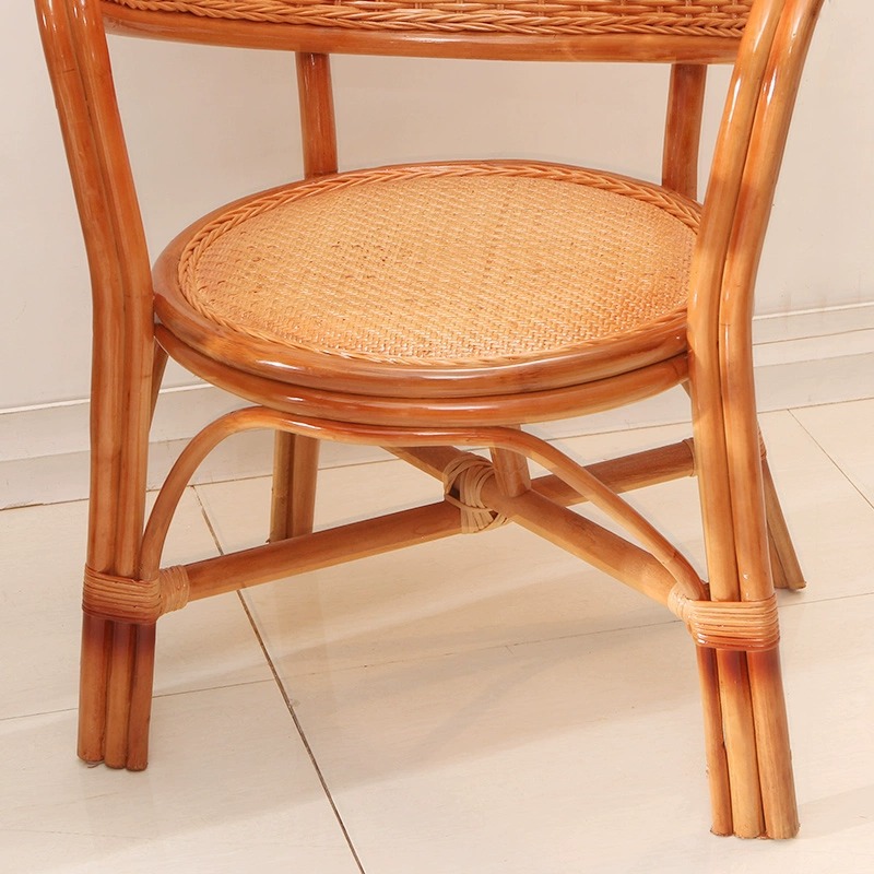 Real rattan chair three-piece leisure balcony single rattan backrest home small Tea Table Table and Chair combination elderly chair