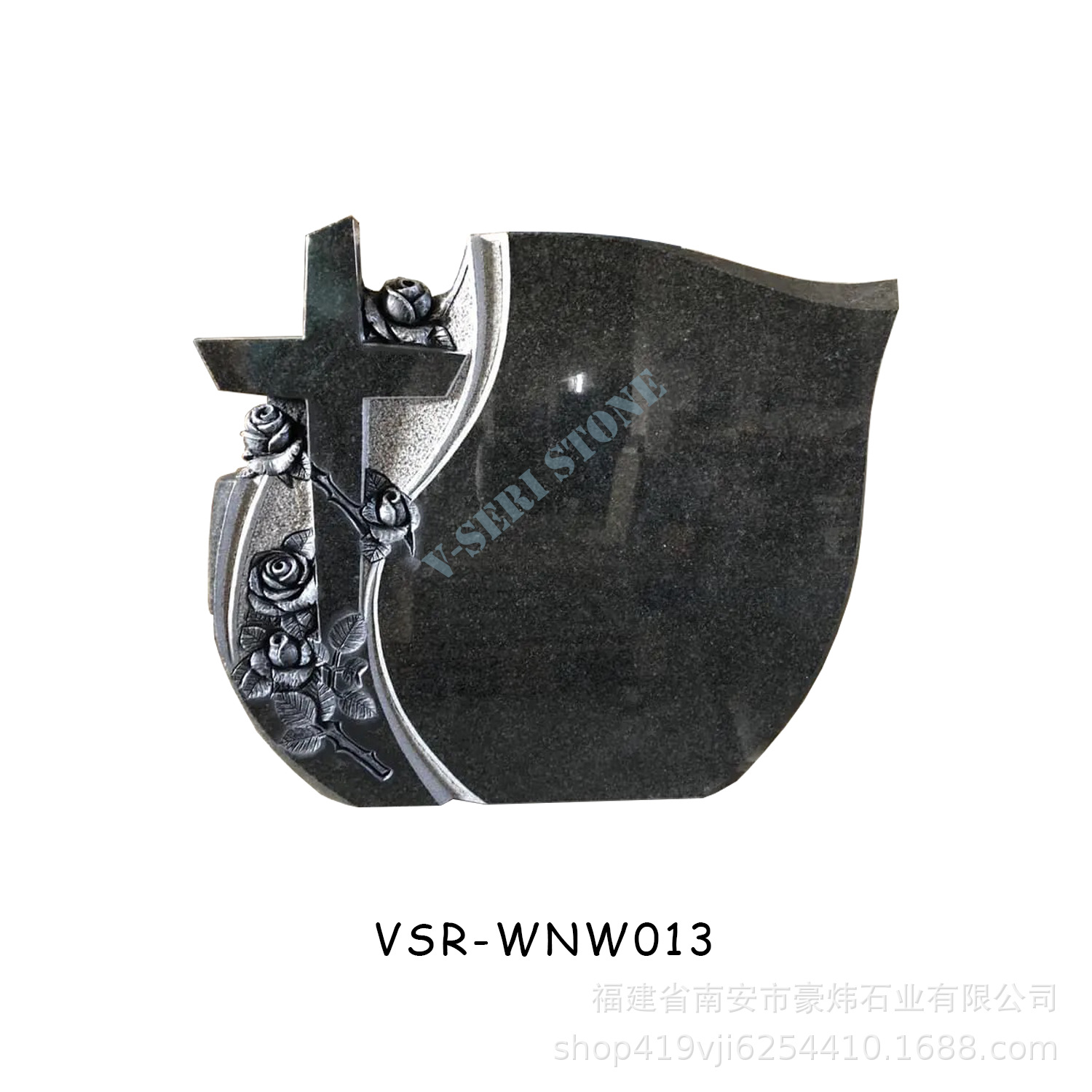 Natural Granite Cross Rose Carving Stone Tombstone Tombstone Supplier