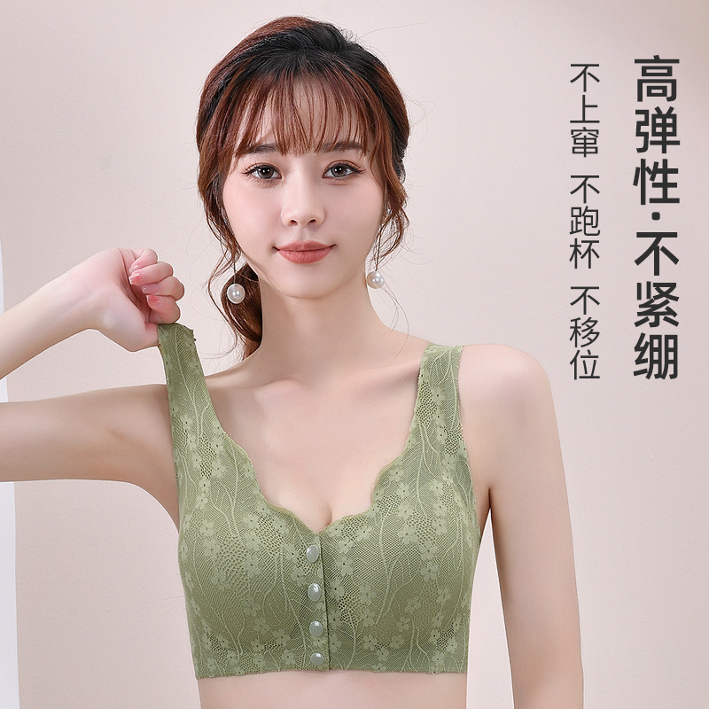 Southeast Asian Cross-Border Intimates, Middle-Aged and Elderly Women's Bra, Seamless Front-Button Vest Style Thin Large Size Bra