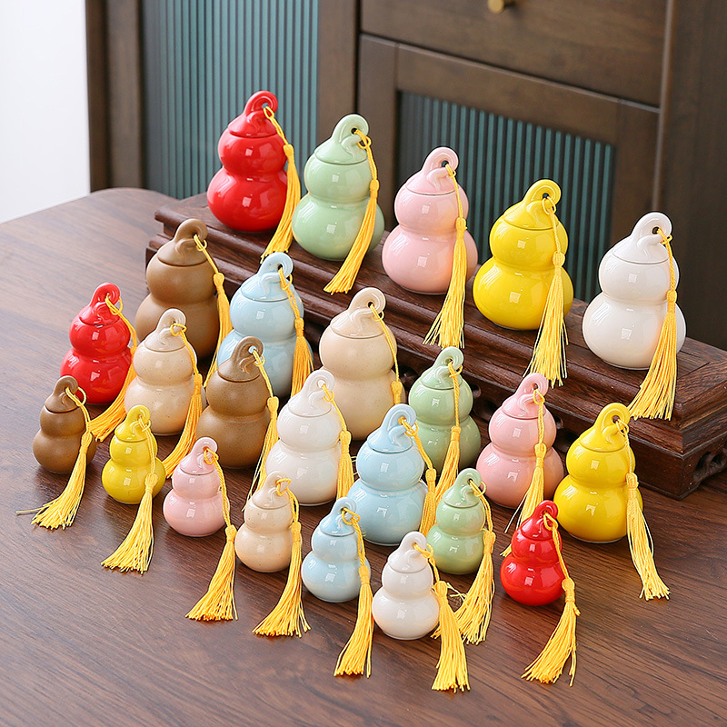 Mini Ceramic Tea Jar Sealed Portable small size Gourd Jar Licorice Yunnan Xizang Medicine Bottle Fragrant Powder Pills Storage Jar