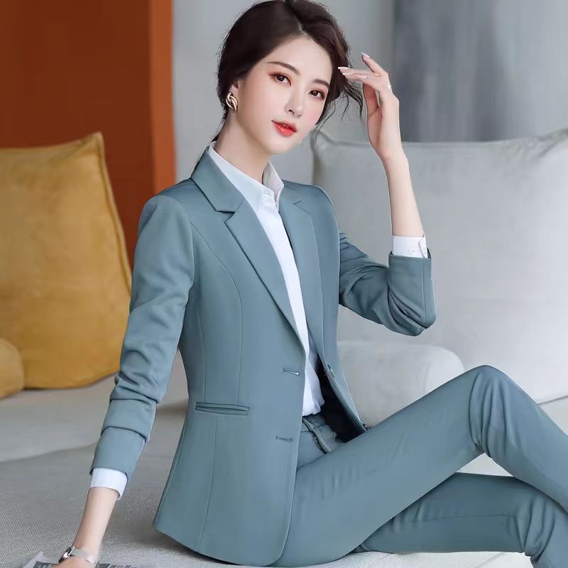 Black Petite Suit for Women, Spring and Autumn High-End Hotel Front Desk Professional Workwear Career Suit Jacket