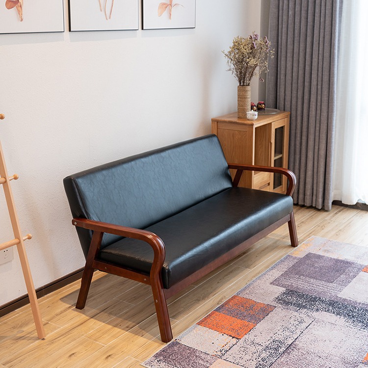 Bent Wood Armrest Modern Sofa New Pastoral Fabric Double Single Living Room Solid Wood Japanese Style Simple Sofa Chair