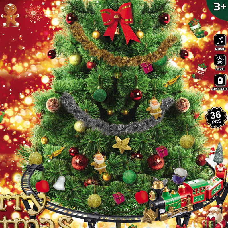 Cross-Border Christmas Tree Train Children's Light Music Hanging Track Christmas Gift Electric Train Toy Wholesale