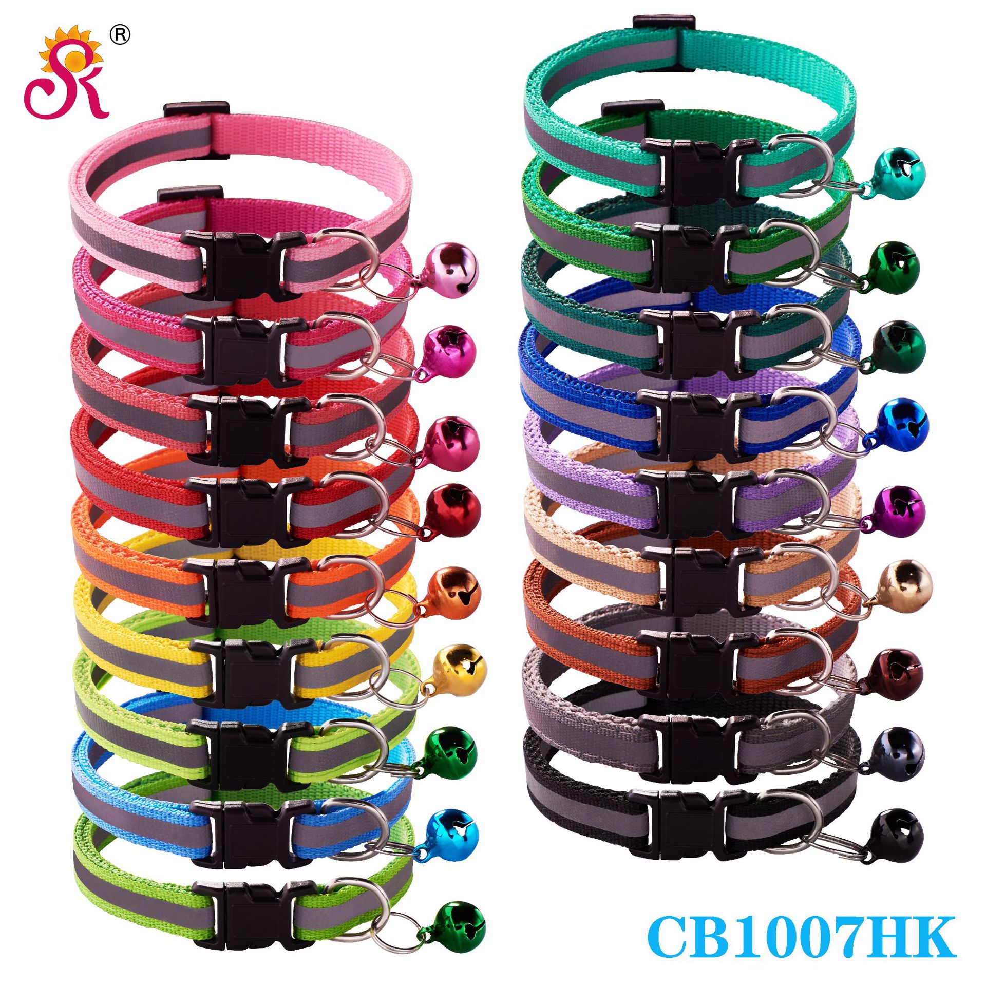 Рефлексный ошейник с черной пряжкой, колокольчик, ошейник для собак и кошек, большой заводской объем