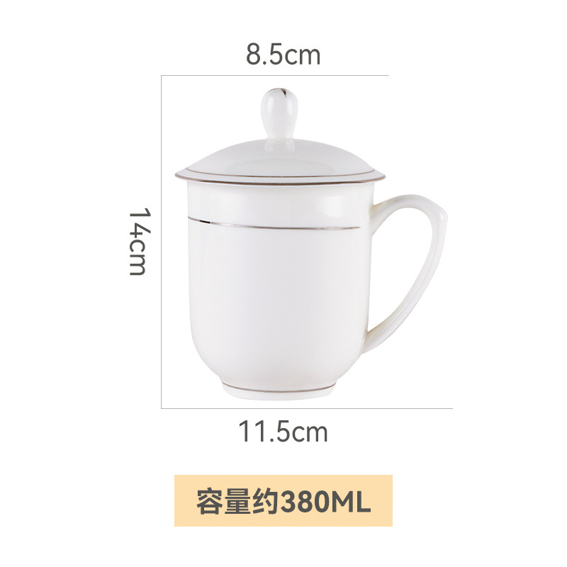 Jingdezhen Tea Cup Ceramic Conference Cup with Lid Hand-painted Golden Bone China Drinking Cup Phnom Penh Cup Engraved LOGO