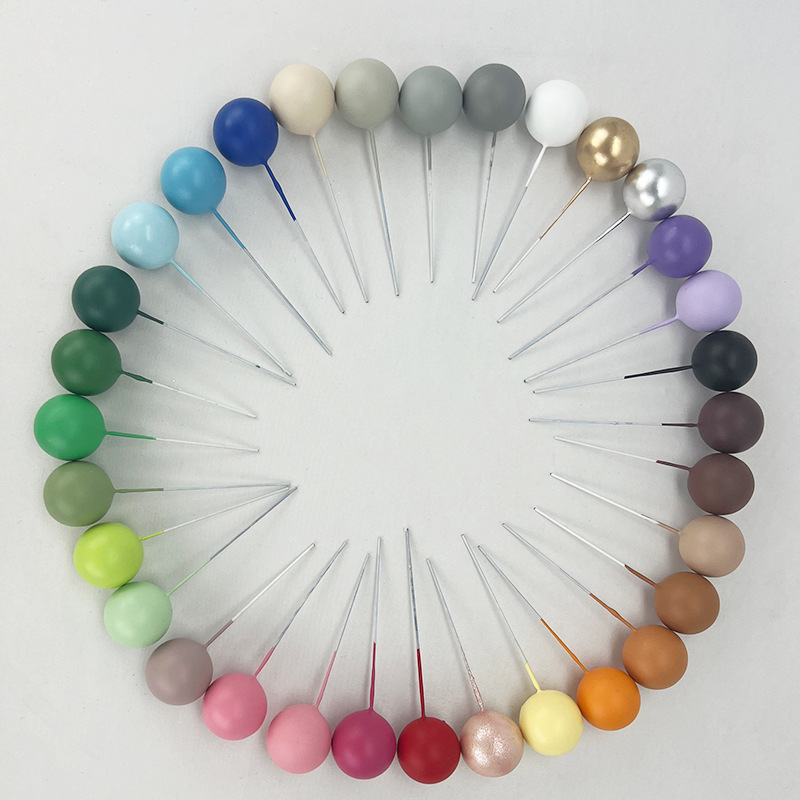 Birthday Cake Ornaments Golden Silver Ball Christmas Foam Ball Black Purple Green Brown Color Cake Decoration Plate