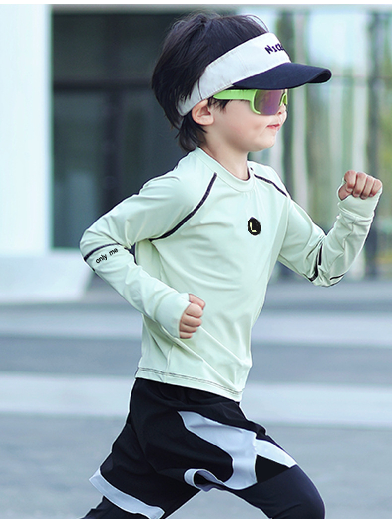 Boys' Tops 2025 Spring and Summer Kidsren's Quick-Drying Sports Long-Sleeved T-Shirts Boys' Ice Silk Sun Protection Clothing Training