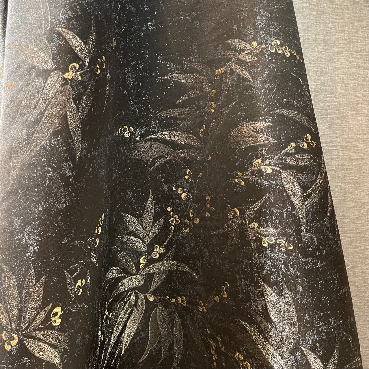 Новые китайские черные жаккардовые шторы с узором из бамбуковых листьев, ручная работа, ткань для костюмов тан, ханфу, новые китайские шторы