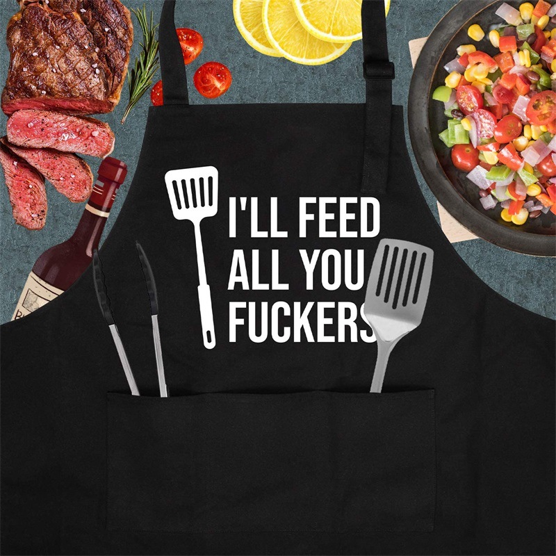 Amazon Apron for Men and Women Couples Kitchen Barbecue Cross-Border Export Logo Letter Printed Apron Restaurant Work Clothes