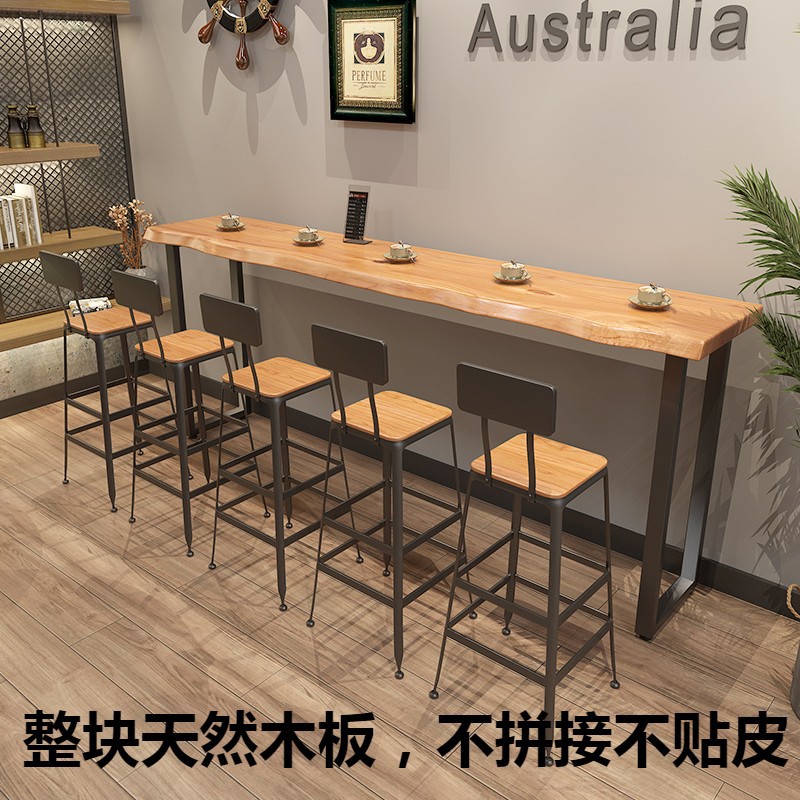 Designer Solid Wood Bar High Table Dining Table Coffee Bar Home Table Milk Tea Snack Bar Simple Long Table