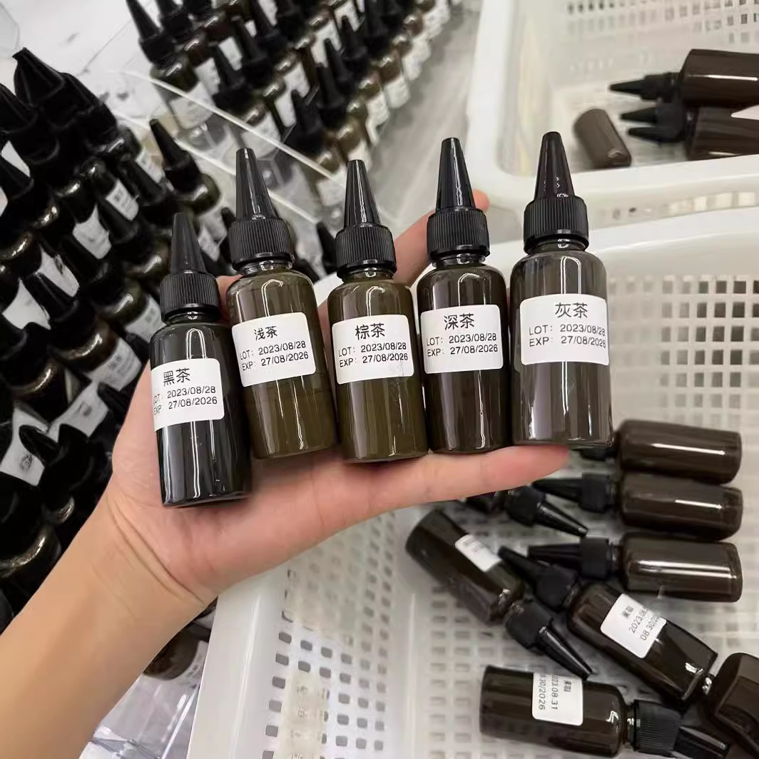 New 30ml large bottle brown black tea dark tea tattoo embroidery color material eyebrow eye lip finishing makeup no Red no hair blue milk