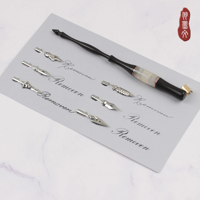 Dip Pen Set Feather Ink Oblique Es Point Tip Beginner Practical Comic Round Flower Handwriting English Calligraphy Fountain Pen