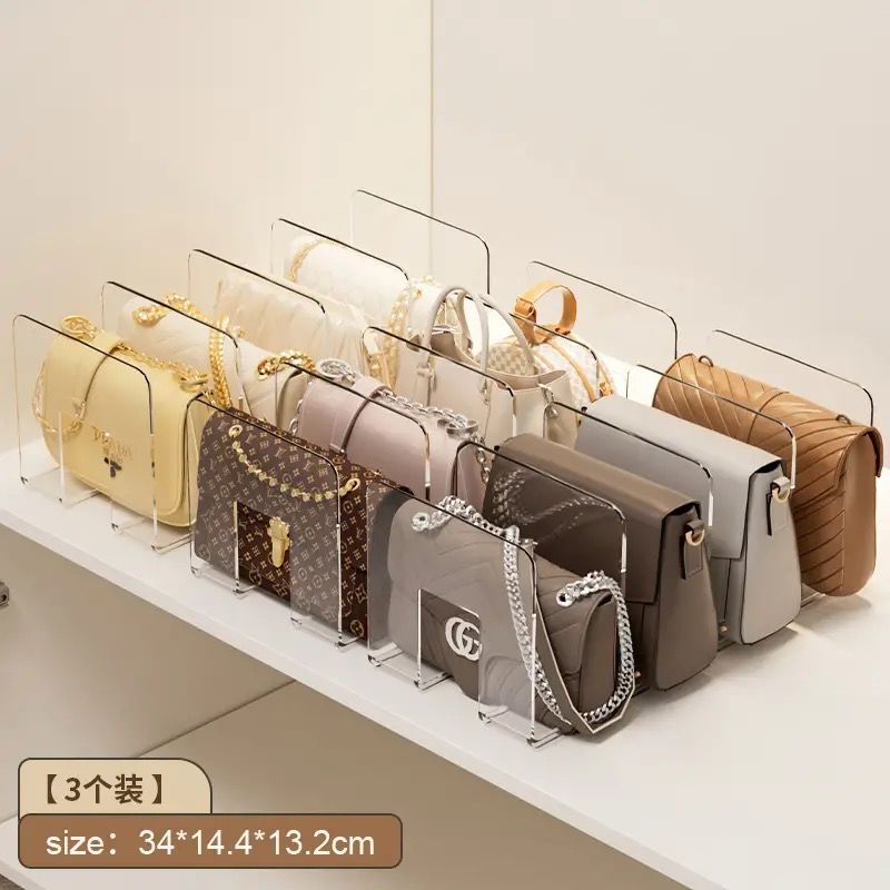 ✅ Bag Storage Acrylic Partition Wardrobe Partition Organizer Box Transparent Display Stand Non-Deformable Hanging Bag
