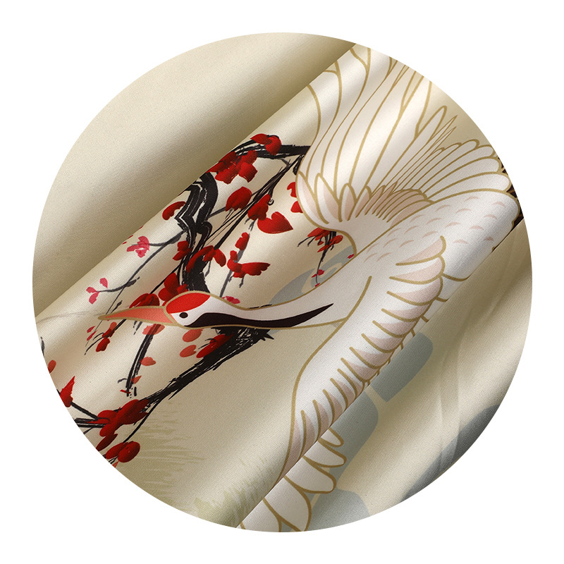 Custom Printed Cheongsam Fabric Imitation Silk Material Retro Pattern Series Dress Satin Chiffon Fabric Texture