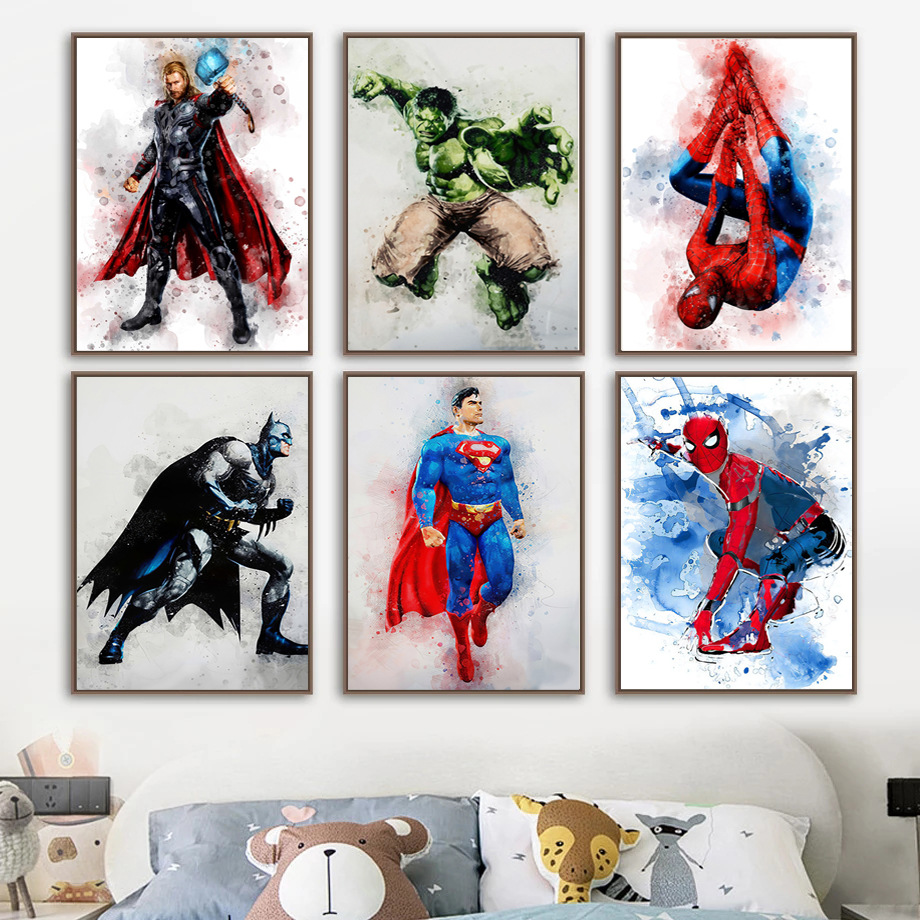 Постер супергероя Человека-паука и Халка, настенная живопись для гостиной и спальни