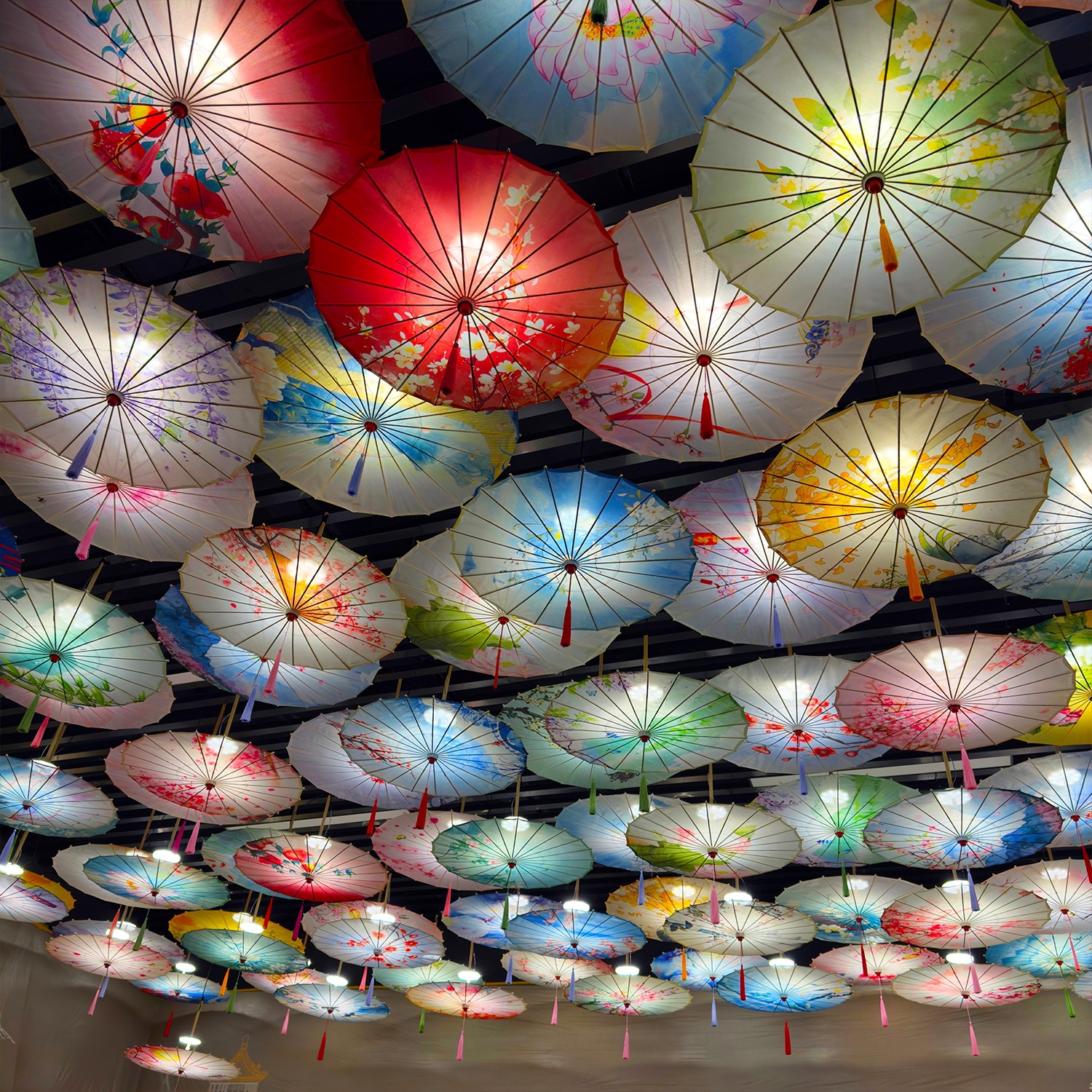 Indoor and Outdoor Umbrella Light Ancient Style Oil Paper Umbrella Hotel Decorative Umbrella Ceiling Chinese Style Classical Ancient Chinese Clothing Umbrella Props